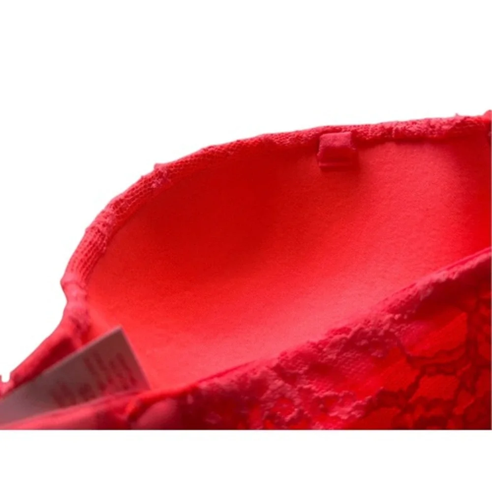 Pink Lace Strapless Bra Bandeau Underwire Padded Lingerie‎